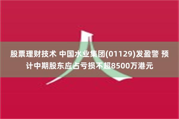 股票理财技术 中国水业集团(01129)发盈警 预计中期股东应占亏损不超8500万港元